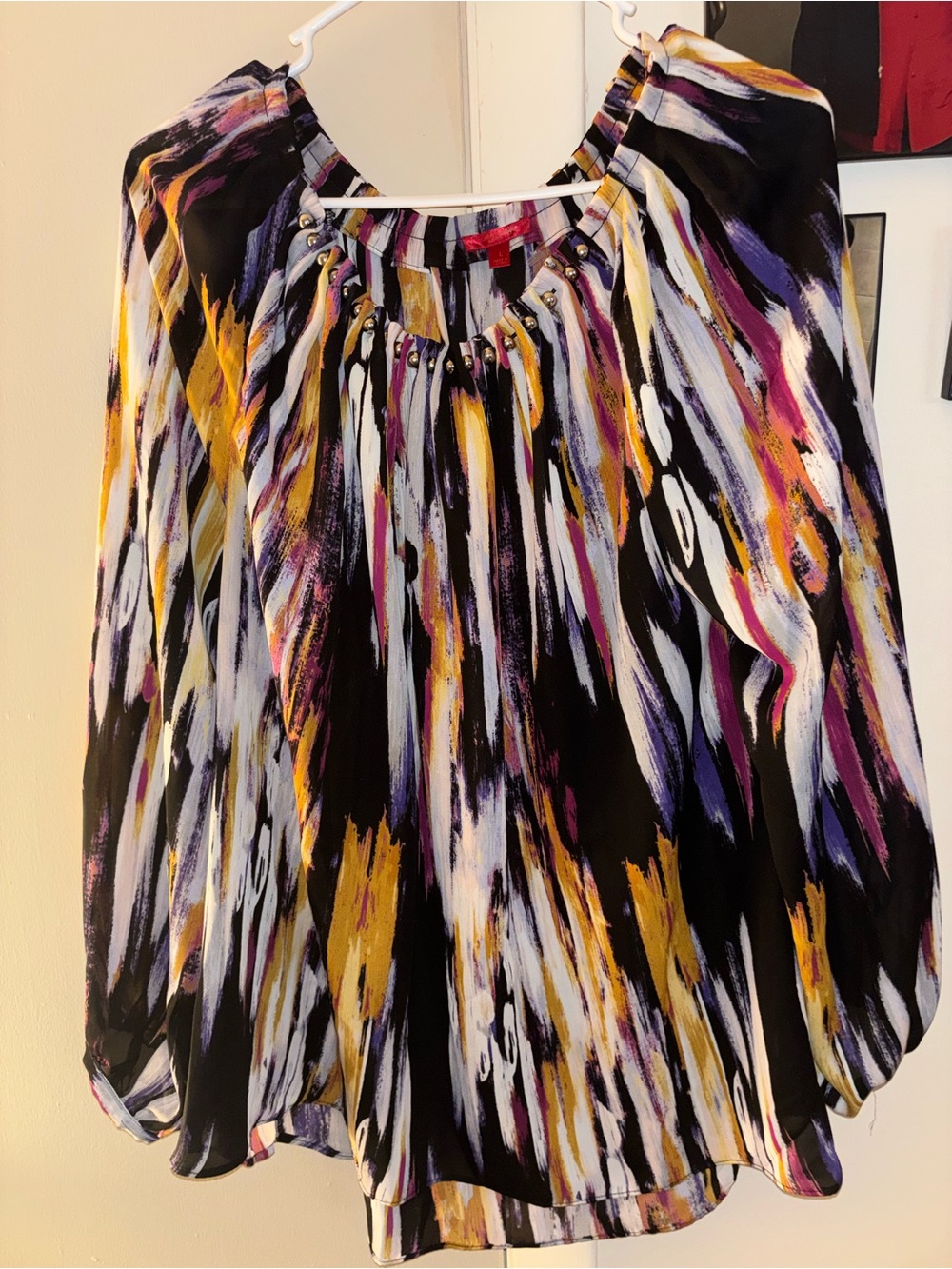 Jennifer Lopez Multicolor Brushstroke Studded Top
